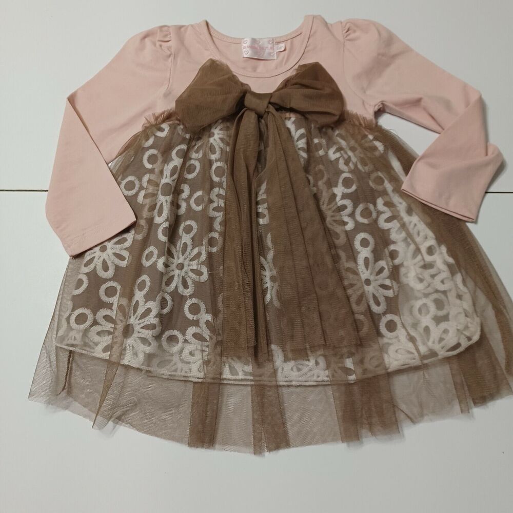 Blossom Couture Girl 2t A-Line Dress Pink Long Sleeve Pullover‎ Embriored Floral